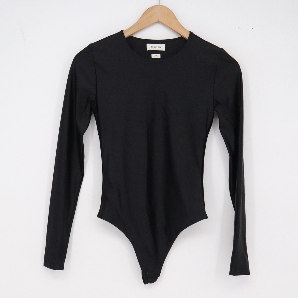Babaton Bodysuit Womens XS Contour Long Sleeve Black Crew Neck Excellent